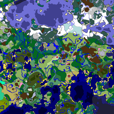 Predicted biome map of Java 1.20 seed -79777074284453197 around estimated spawn
