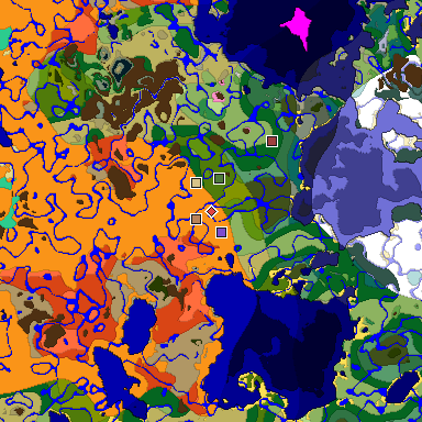 Predicted biome map of Java 1.20 seed -5612521054256732158 around estimated spawn