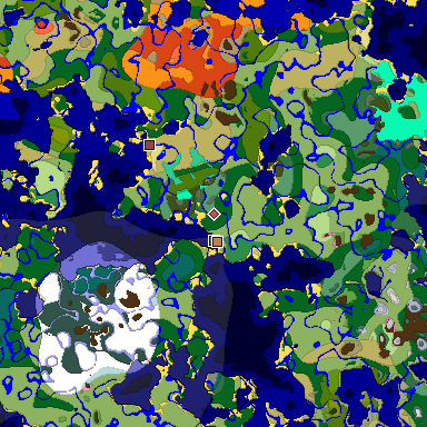 Predicted biome map of Java 1.20 seed 6935403203176099586 around estimated spawn