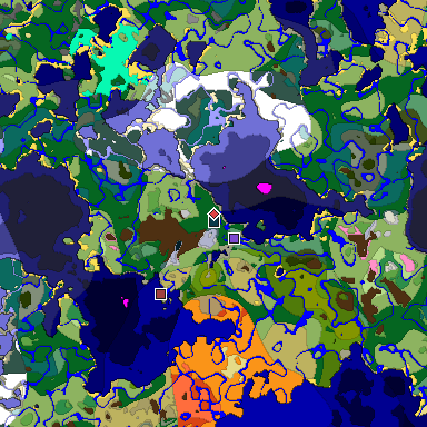 Predicted biome map of Java 1.20 seed 214988094108090963 around estimated spawn