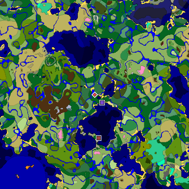 Predicted biome map of Java 1.20 seed -2776540473817565913 around estimated spawn