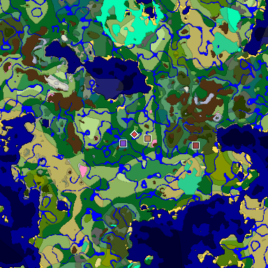 Predicted biome map of Java 1.20 seed 7435141628240037422 around estimated spawn
