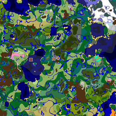 Predicted biome map of Java 1.20 seed -3982750685222459034 around estimated spawn