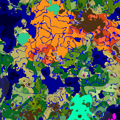 Predicted biome map of Java 1.20 seed 8165932653772453247 around estimated spawn