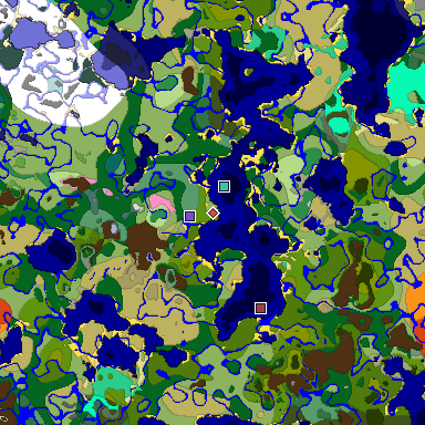 Predicted biome map of Java 1.20 seed -4349612315849281399 around estimated spawn