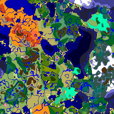 Predicted biome map of Java 1.20 seed 4273327471316034457 around estimated spawn