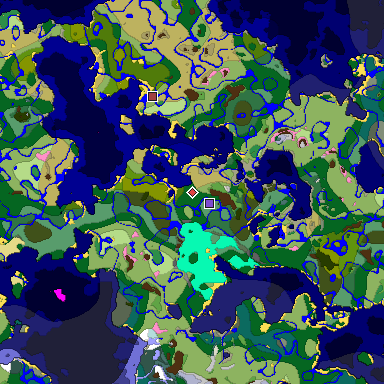 Predicted biome map of Java 1.20 seed 668653040596236886 around estimated spawn