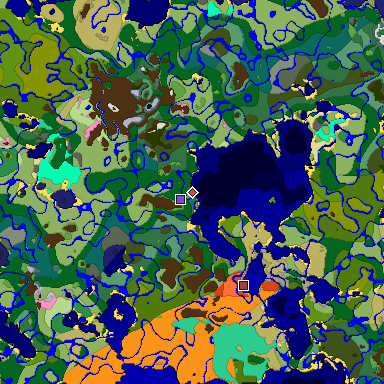 Predicted biome map of Java 1.20 seed 3707207787564595807 around estimated spawn