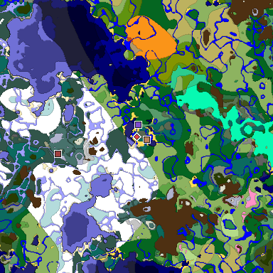 Predicted biome map of Java 1.20 seed 2639430352128960921 around estimated spawn