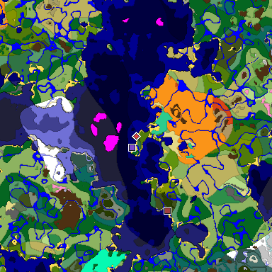 Predicted biome map of Java 1.20 seed 6598114290533041584 around estimated spawn