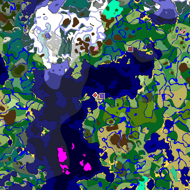 Predicted biome map of Java 1.20 seed 7401797611352126043 around estimated spawn