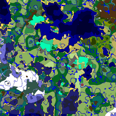 Predicted biome map of Java 1.20 seed 3382839051762693341 around estimated spawn