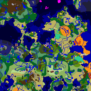 Predicted biome map of Java 1.20 seed -180080456781384061 around estimated spawn