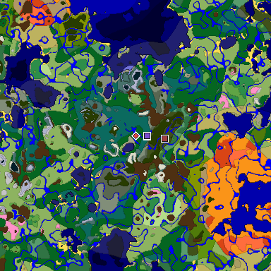 Predicted biome map of Java 1.20 seed 8451460296332175560 around estimated spawn