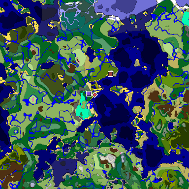 Predicted biome map of Java 1.20 seed 7470833725141635051 around estimated spawn