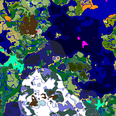 Predicted biome map of Java 1.20 seed 6890311994146405703 around estimated spawn