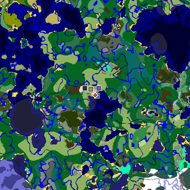 Predicted biome map of Java 1.20 seed -4883125384037513067 around estimated spawn