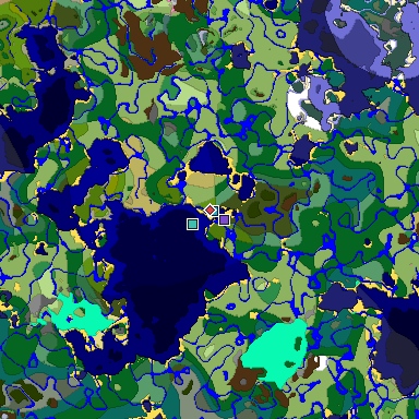 Predicted biome map of Java 1.20 seed -7944703285095371574 around estimated spawn