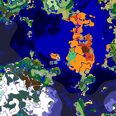 Predicted biome map of Java 1.20 seed 7504717659303541361 around estimated spawn