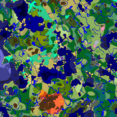 Predicted biome map of Java 1.20 seed -1730684489089078528 around estimated spawn