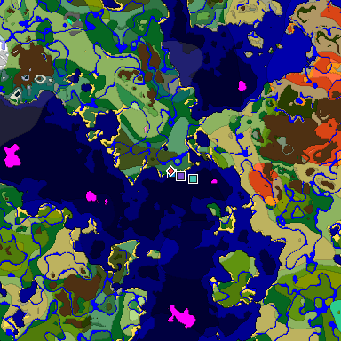 Predicted biome map of Java 1.20 seed -8604973837633451350 around estimated spawn