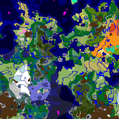 Predicted biome map of Java 1.20 seed -1665161168398480789 around estimated spawn