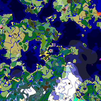 Predicted biome map of Java 1.20 seed 6956777772056224065 around estimated spawn