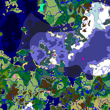 Predicted biome map of Java 1.20 seed 7206669690316251618 around estimated spawn