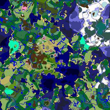 Predicted biome map of Java 1.20 seed 250259647933704025 around estimated spawn