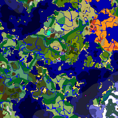 Predicted biome map of Java 1.20 seed 4905805046852323488 around estimated spawn