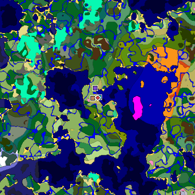 Predicted biome map of Java 1.20 seed 4016409389123328641 around estimated spawn