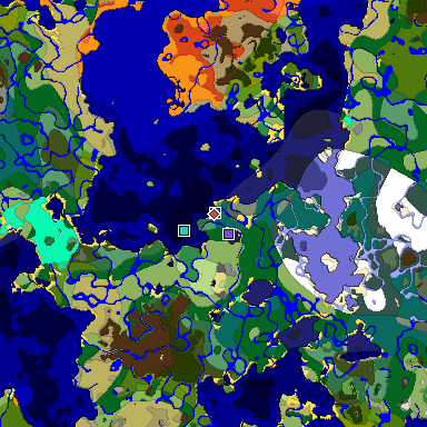 Predicted biome map of Java 1.20 seed -6021327790337161923 around estimated spawn