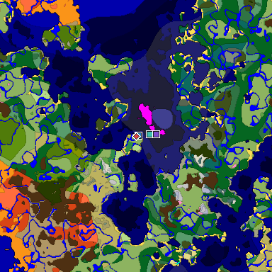 Predicted biome map of Java 1.20 seed 4220908197411828495 around estimated spawn