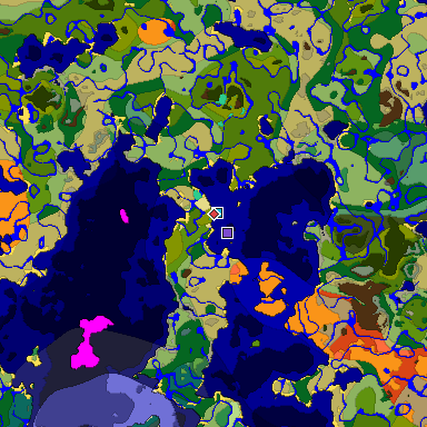 Predicted biome map of Java 1.20 seed -9140939087167024985 around estimated spawn