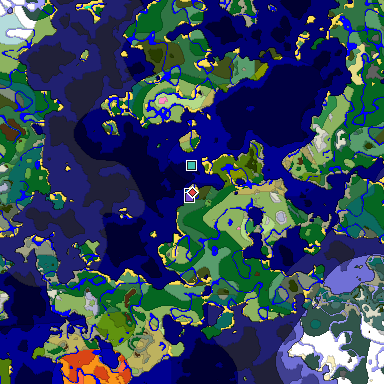Predicted biome map of Java 1.20 seed -7659251095649242717 around estimated spawn