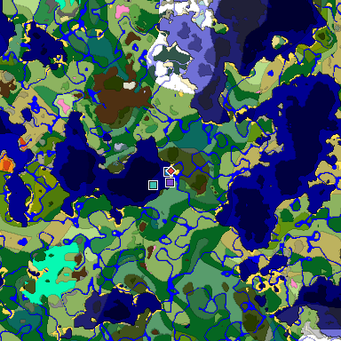 Predicted biome map of Java 1.20 seed -7870274949387928198 around estimated spawn