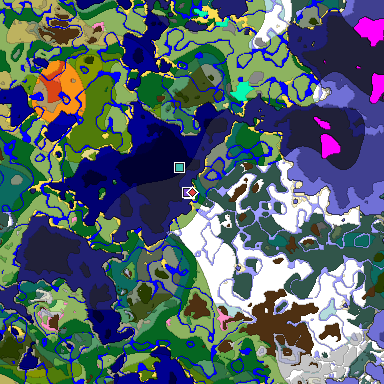 Predicted biome map of Java 1.20 seed 6769206664513079841 around estimated spawn