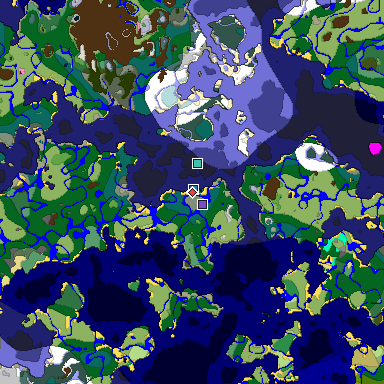 Predicted biome map of Java 1.20 seed 2465600739986039186 around estimated spawn