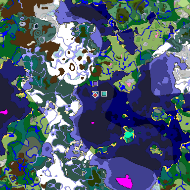 Predicted biome map of Java 1.20 seed -2413582837239063037 around estimated spawn