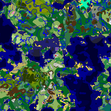 Predicted biome map of Java 1.20 seed 7653126099681673154 around estimated spawn