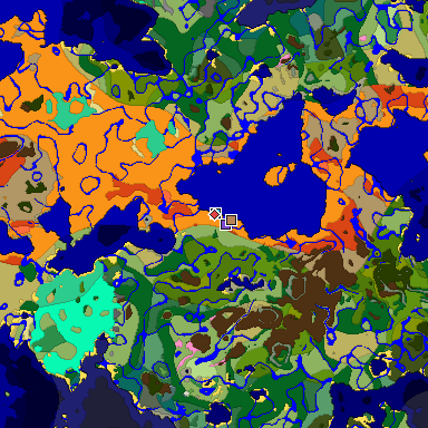 Predicted biome map of Java 1.20 seed 2071512297434441738 around estimated spawn