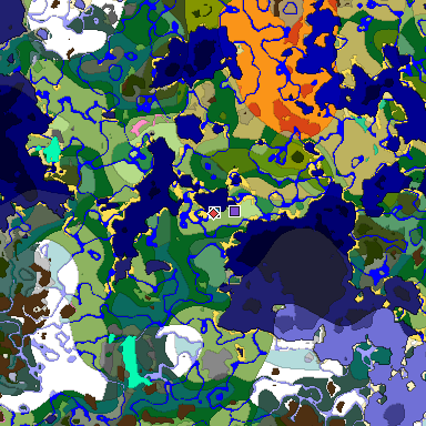 Predicted biome map of Java 1.20 seed -470286901375451860 around estimated spawn