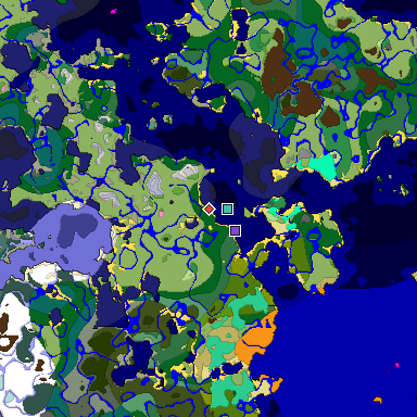 Predicted biome map of Java 1.20 seed -4149631415085029330 around estimated spawn