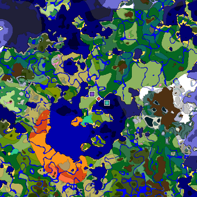 Predicted biome map of Java 1.20 seed -4225738130119082813 around estimated spawn