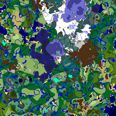 Predicted biome map of Java 1.20 seed 1785057760993403034 around estimated spawn