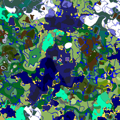 Predicted biome map of Java 1.20 seed 4166470099968017405 around estimated spawn