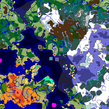 Predicted biome map of Java 1.20 seed -4353177523347885404 around estimated spawn