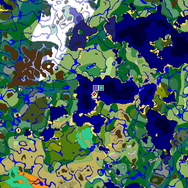 Predicted biome map of Java 1.20 seed 1445111325523730058 around estimated spawn