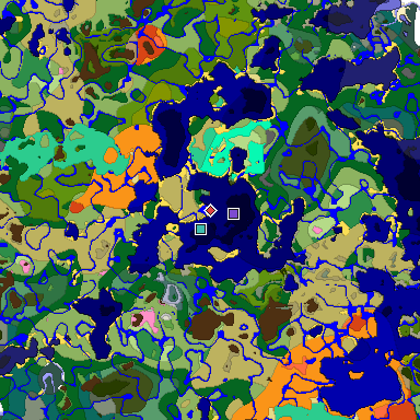 Predicted biome map of Java 1.20 seed 1045010067957018055 around estimated spawn