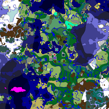 Predicted biome map of Java 1.20 seed 5737364188268624248 around estimated spawn